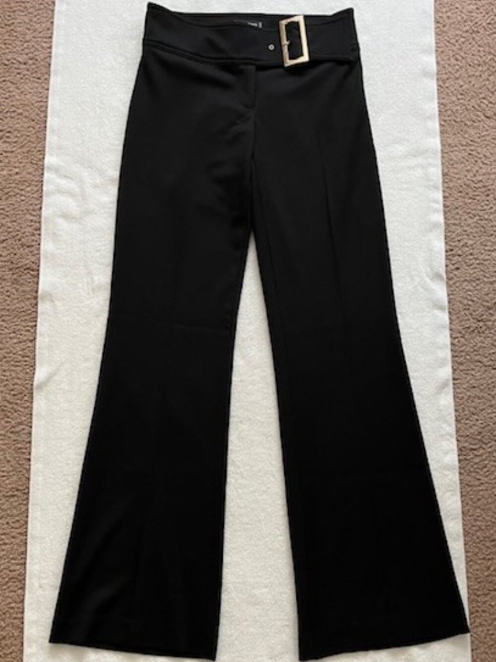 NWOT Bebe Black Belted Pants Y2K Vintage Flare Wide Leg Size 0